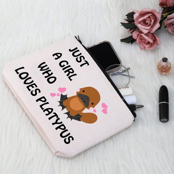 Platypus Lover Gift Who Loves Platypus Makeup Bag Platypus Owner Cosmetic Bag Pl - Picture 2 of 7